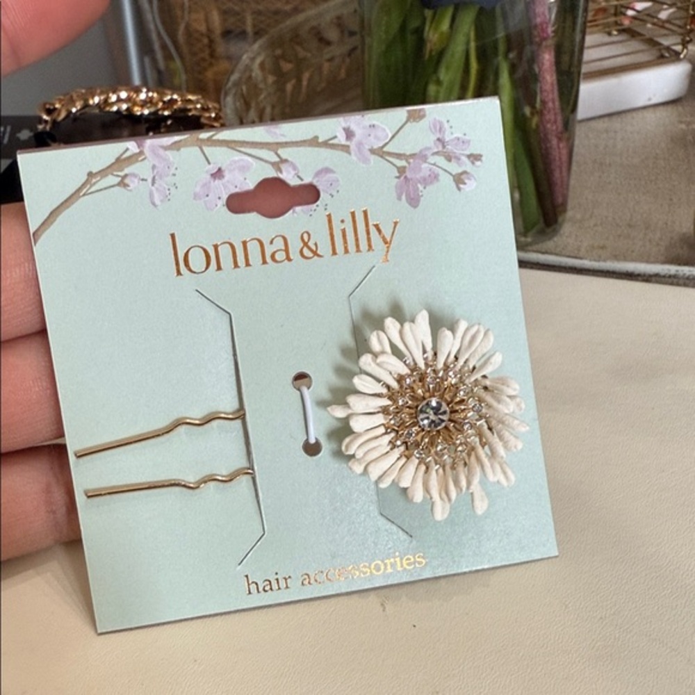 Lonna & Lilly White and Gold Floral Hairpin Set